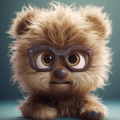 Obraz premium Cute cartoon with glasses, generative ai