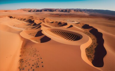 a desert landscape with a large sand dune - Generative AI