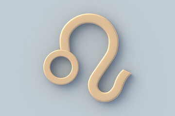 Leo astrological sign. Metallic golden zodiac symbol. Horoscope and numerology. Astrological calendar. Top view. 3d render