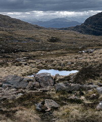 Scotticsh Highlands, a896, Bealach Na Ba, pass, scotland, england, mountains, highlands. Westcoast. Water pool.