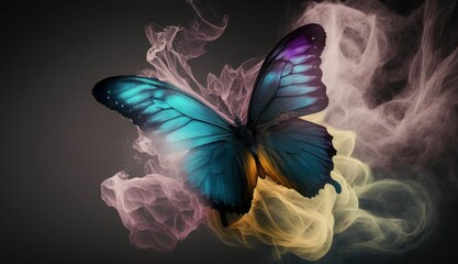 Flying Butterfly with Smoke, Generative AI