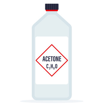 Plastic acetone bottle with chemical formula isolated on white background vector illustration