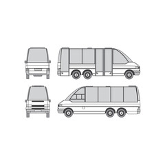 minibus outline, year 1998, isolated white background, front, back and side view, part 2