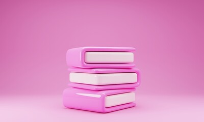 cute pink 3d rendering pink book icon isolated on pink background. 3d illustration