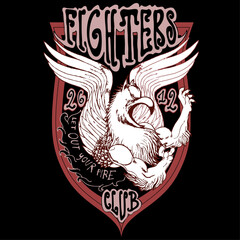 Griffin inside a coat of arms mascot of a fighting club, fighters emblem. Sports illustration concept