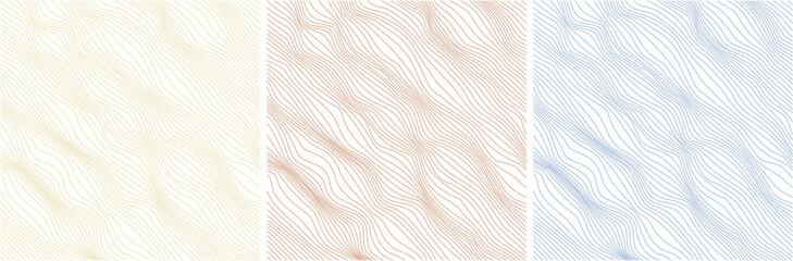 set of 3 background with abstract vector wave striped pattern	