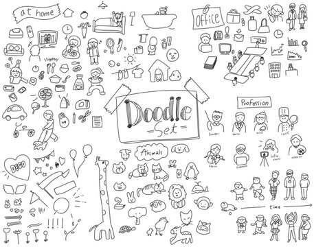 手描きのゆる線画セット１　doodles1