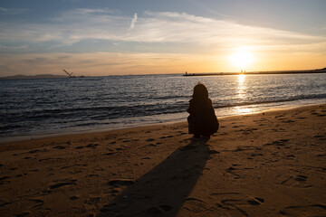 Fototapeta na wymiar 夕陽の海岸