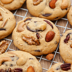 Fresh baked homemade mixed nut chocolate cookie