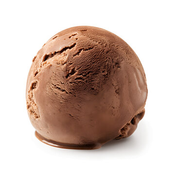 Chocolate Ice Cream Ball Isolated On Transparent And White Background Background. Chocolate Scoop Of Ice-cream Close Up. Png Transparent.