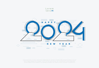 Fototapeta na wymiar happy new year 2024 with beautiful striped effect background, happy new year 2024 celebration.