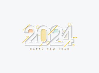 2024 new year with beautiful striped numbers with a touch of beautiful colored lines, 2024 new year celebration.