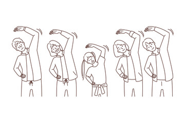 Happy family workout together 