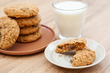 Fresh baked oatmeal and raisin soft cookie