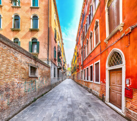 Fabulous cityscape of Venice with narrow streets and traditional buildings.