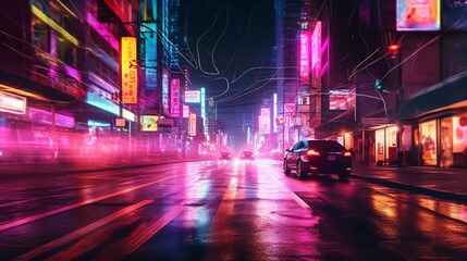 Neon Urban Street Generative AI