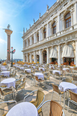 Fantastic cityscape of Venice with San Marco square with Column of San Teodoro and Biblioteca...