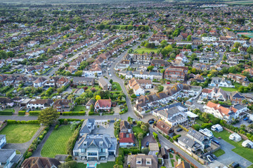 East Preston in West Sussex on the Southern coast of England aerial photo of Sea Lane and the lower parade of shops.