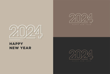 2024 new year with three different number line concept, new year 2024 celebration.