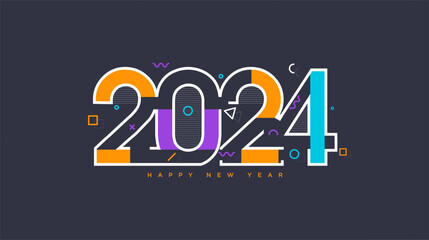 2024 new year with truncated numbers and with festive colors, 2024 new year celebration.