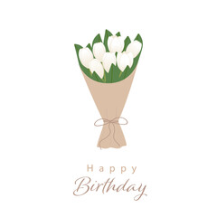 Happy Birthday greeting card with flowers.