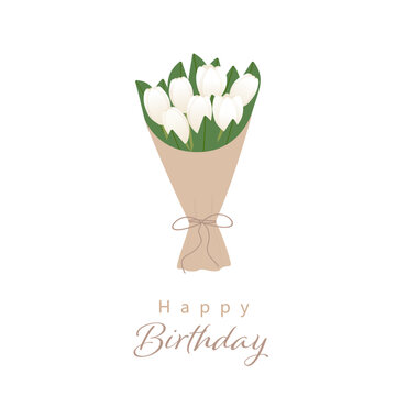 Happy Birthday greeting card with flowers.