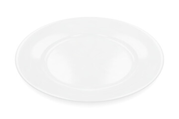 White round empty plate side view. Vector illustration isolated on white background