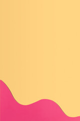 Paper yellow background with shaped pink elements.