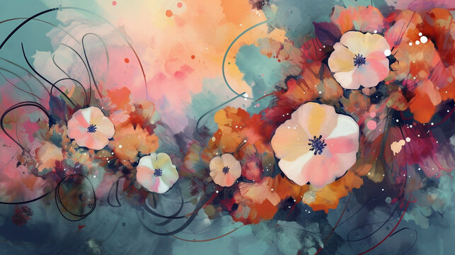 abstract background with flowers