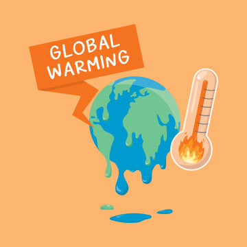 Global warming , climate change ,over heat weather affect, greenhouse effect. vector illustration