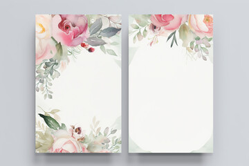 watercolor floral wedding invitation Card template Generative AI