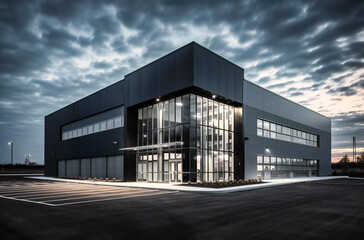 Fototapeta na wymiar a large industrial building with an open door