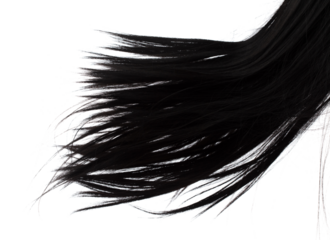 Long straight Wig hair style fly fall explosion. Black woman wig wave hair float in mid air. Straight black curl wig hair wind blow cloud throw. White background isolated high speed freeze motion