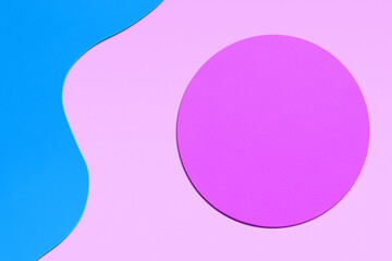 Paper pink background with shaped blue elements.