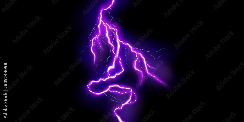 Wall mural lightning light effect background realistic flash with lightning electric explosion vector illustrat