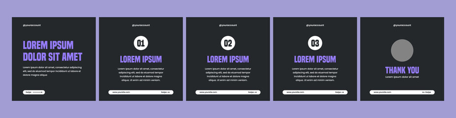carousel template for social media post. dark theme social media template