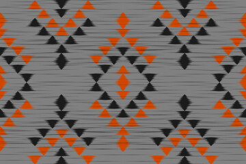 Ethnic Ikat seamless pattern traditional. Aztec geometric ornament print. American, Mexican style. Design for background, wallpaper, illustration, fabric, clothing, carpet, textile, batik, embroidery.