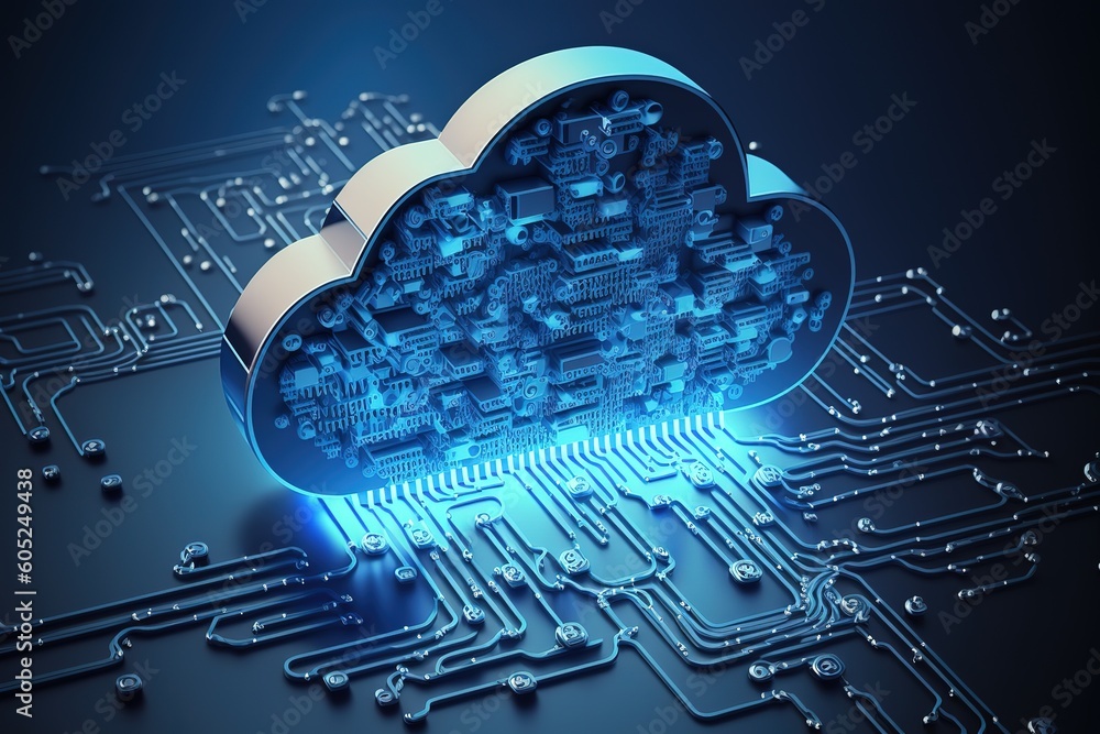 Poster Abstraction of modern cloud technologies.Generative AI