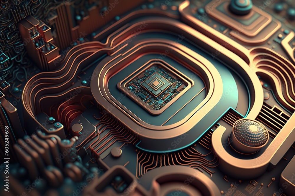 Poster abstract background with the texture of a technological printed circuit board.generative ai
