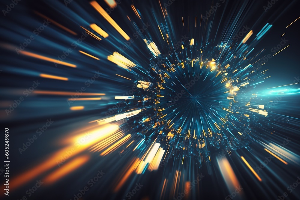 Poster abstraction of speed in a blue shade.generative ai