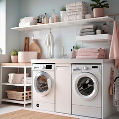  modern laundry room with stacked washer and dryer