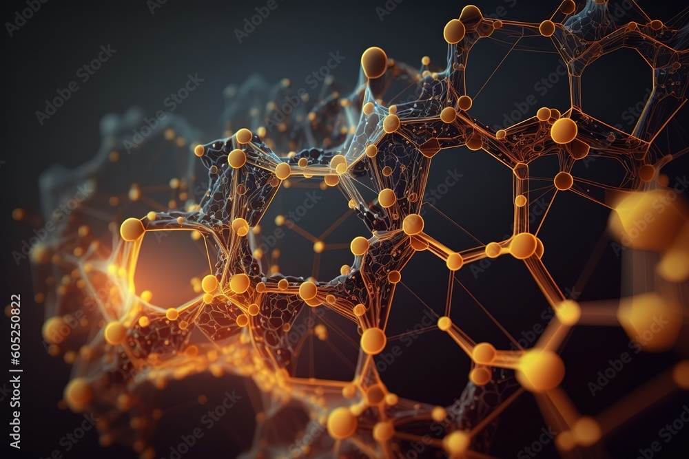 Poster abstract technologies are the interweaving of lines, dots and light rays with points of light.genera