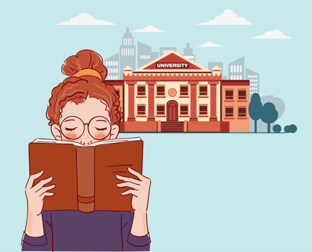 Cute girl reading a book
