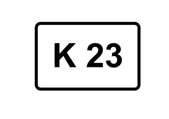 Illustration eines Kreisstraßenschildes der K 23 in Deutschland	