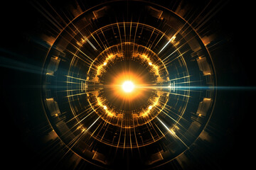 Abstract Radial Tech Urban Light Fractal Background