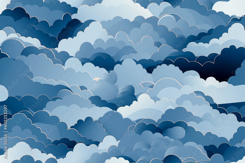 Aufkleber tile. seamless pattern of clouds in the sky. generative ai