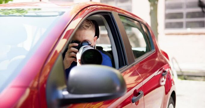 Private Spy In Car Taking Photos