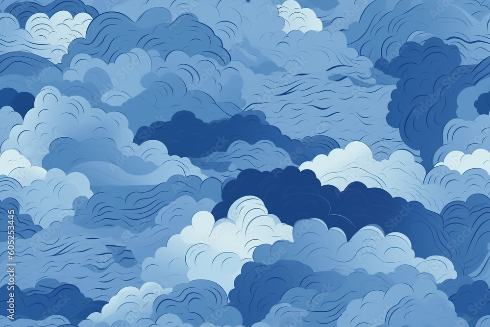 Aufkleber tile. seamless pattern of clouds in the sky. generative ai