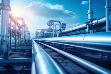 Hydrogen pipeline. Transformation of the energy sector towards ecology. Clean energy, safe, carbon neutral, and balance of energy sources to replace natural gas. Generative AI