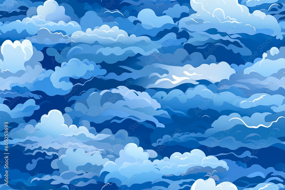 Aufkleber tile. seamless pattern of clouds in the sky. generative ai
